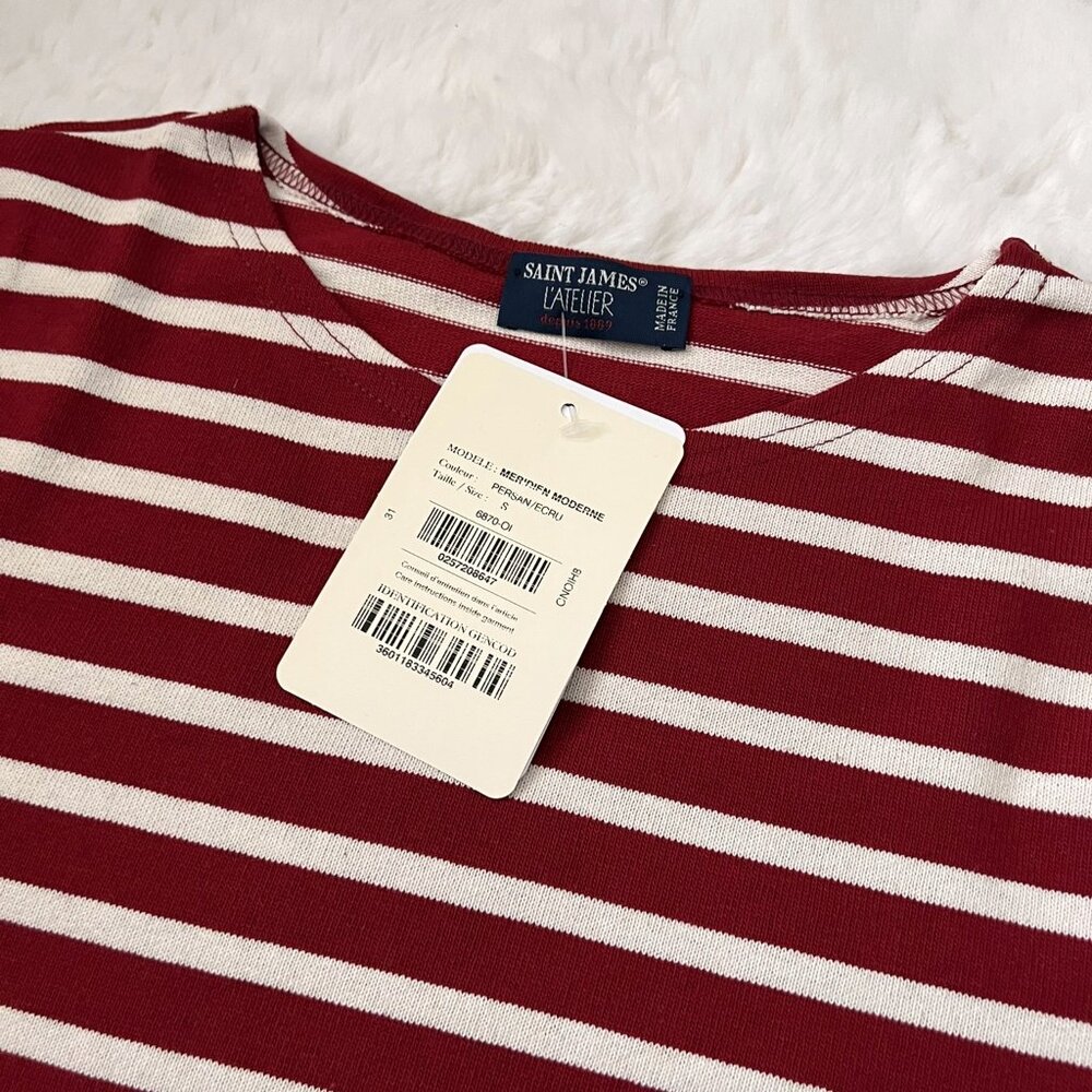 NWT - Saint James Meridien Unisex Stripe T-shirts - Persan/Ecru⚓ - Picture 2 of 4